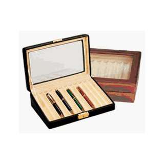 Budd Leather 500432 Mens 12 Pen Box with Glass Top Color Cognac 