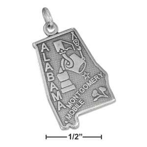  Alabama State Travel Sterling Silver Charm with Mobile and 