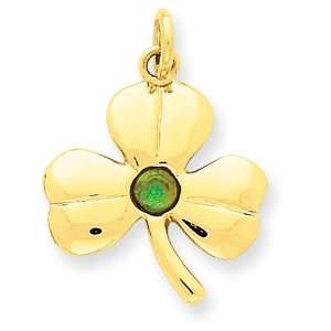  14k Shamrock with CZ Stone Charm Jewelry