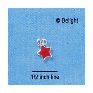   C1932+ tlf   Mini 2 D Red Star   Silver Plated Charm