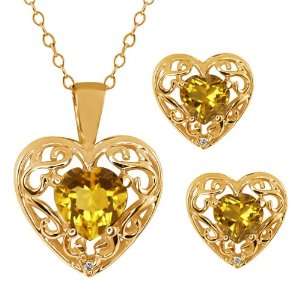  1.68 Ct Heart Shape Yellow Citrine 18k Yellow Gold Pendant 
