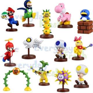 NEW Wii 2011 Super Mario Bros Yoshi Pokey Iggy Koopa 13pcs Figure Set 