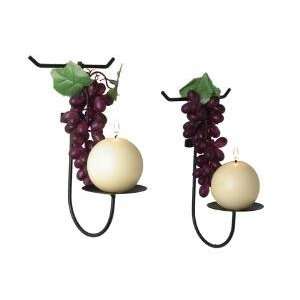 Iron Wall Mount Sconce Grape Decoration Design Candleholder Set Of 2