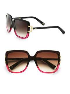 Dior   Metal Accented Rectangular Plastic Sunglasses    