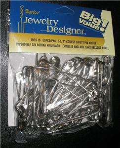 Girl Craft 2 1/4 COILESS SAFETY PINS Silver 50pc Scout  
