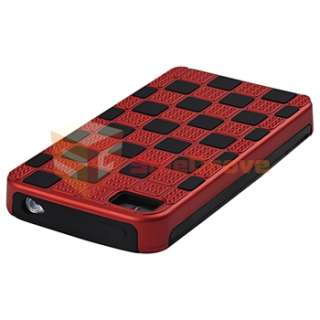   Checkered Snap On Hard Case Cover+Car Mount For iPhone 4 4G 4S  