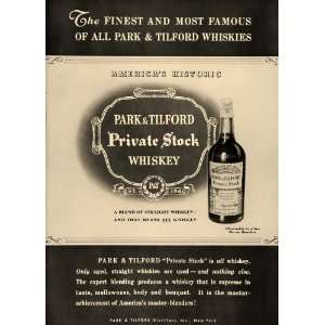   Ad Park Tilford Private Stock Whiskey Bourbon Rye   Original Print Ad
