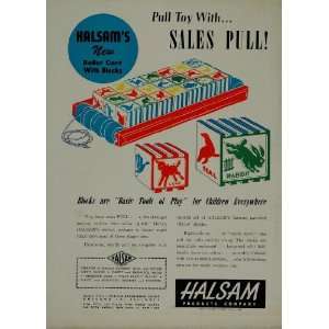 1950 Ad Halsam American Logs Building Toys ABC Blocks   Original Print 