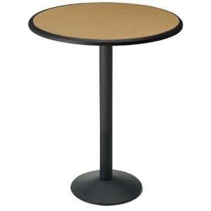  Round Pub Height Barista Table with Wood Edges