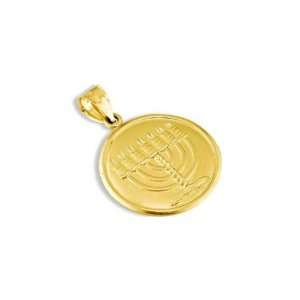  14k Yellow Gold Jewish Hanukkah Menorah Charm Pendant 