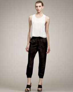 Reconstructed Tier Jacket, Cropped Silk Tank & Track Pants