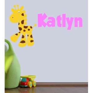   Giraffe Personalized Name Nursery Wall Decal Set 
