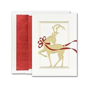  Masterpiece Holiday Cards  Reindeer With Ribbon   (1 box 