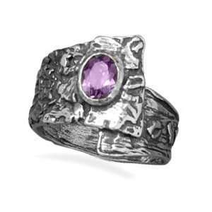  Designer Overlap Band Ring with Purple Cubic Zirconia CZ 