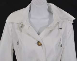 NEW Michael Kors Womens Hooded Trench Coat Belt White Size Small 