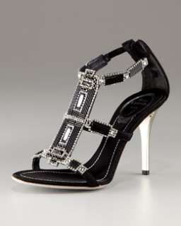 Rene Caovilla Crystal Embellished T Strap Sandal