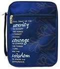 Serenity Prayer Embroidered Bible Cover Blue & Gold X Large Size, Pen 