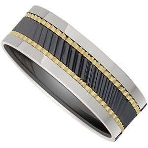   Gold Immerse Plating Black Ceramic Inlays Size 9 CleverEve Jewelry