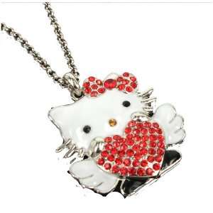 Hello Kitty Red Heart Rhinestone/Crystal Swarovski w/Wings necklace by 