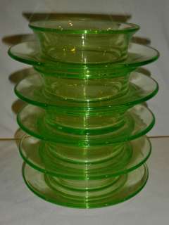 US Glass Company Depression Era Uranium Vaseline Bowls Plates Qty 5 