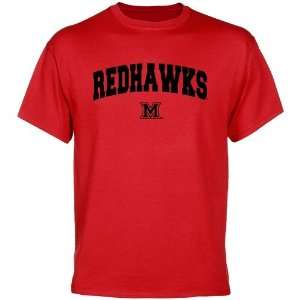  Miami University RedHawks Red Logo Arch T shirt Sports 