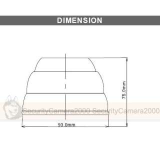   CCD 600TVL IR LED Night View Dome Waterproof Metal Camera Dimension