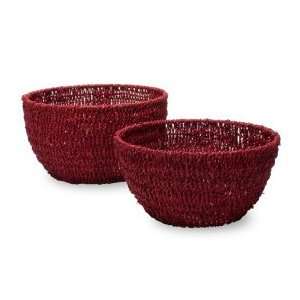  Seagrass Red Round Baskets, Set of 2
