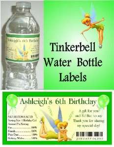 20 TINKERBELL BIRTHDAY PARTY FAVORS ~ WATER BOTTLE LABELS  