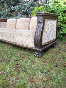 GREAT CARVED GERMAN ANTIQUE OAK MOHAIR SOFA 12BL003A  