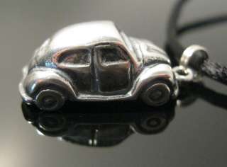 925 Pendant Charm Car VW Love Bug Beetle Auto SS Sterling Silver w 
