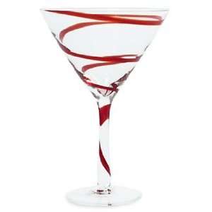 Laura Glass Red Ribbon Martini Glass 12 Oz.  Kitchen 