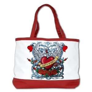 Shoulder Bag Purse (2 Sided) Red Love Hurts with Sword Heart Thorns 