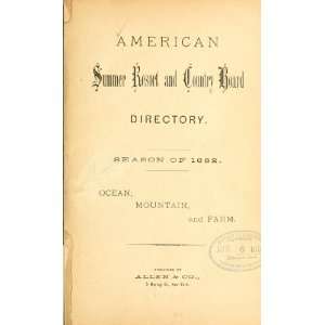 American Summer Resort And Country Board Directory Ocean, Mountain 