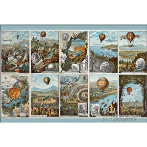  Hot Air Balloon History 1784 to 1794   24x36 Poster 