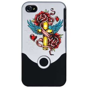   Slider Case Silver Roses Cross Hearts And Angel Wings 