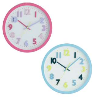 Wall Clock Large Pink or Blue Funky Style Kids Room  