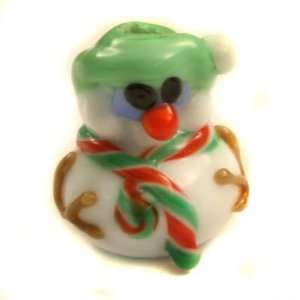  Handmade Snowman with Striped Scarf Lampwork Beads 