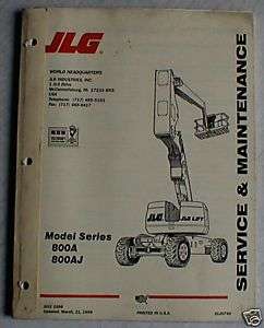 JLG 800A 800AJ Manlift Service Manual Book  