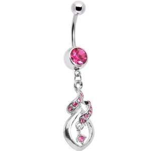  Pink Gem Distinctive Teardrop Belly Ring Jewelry