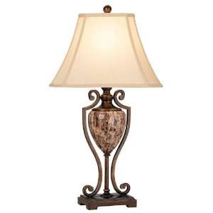  Faux Marble Font Twin Metal Arm Table Lamp