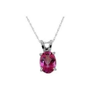  Sterling Silver Oval Pink Topaz Pendant Necklace Jewelry