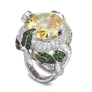  EUROPEAN STYLE SNAKE RING WITH CANARY CZ CHELINE Jewelry