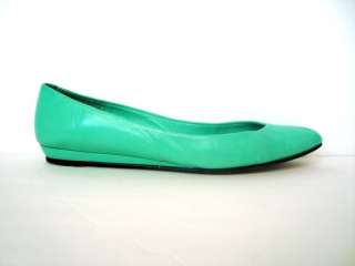 Vintage 80s Sea Green Leather Aqua Mint 1980s Flats Wedges Shoes 10 