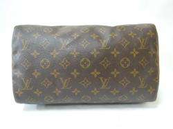 AUTH LV Louis Vuitton Monogram Brown Canvas Leather Speedy 30 Hand bag 