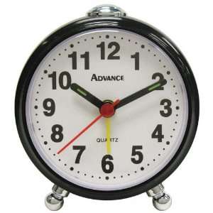   Advance Quartz Analog Round Footed Alarm Clock   Black