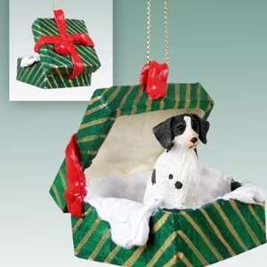   Spaniel Green Gift Box Dog Ornament   Liver & White