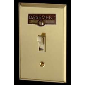   , BASEMENT Switch Tag Antique Brass 1 11/16 in. W