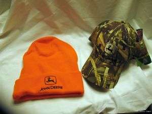 NWT JOHN DEERE Hunting Hat Set Camo Stocking Orange Cap  