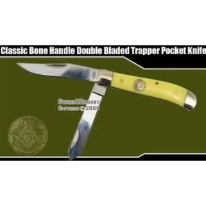   Handle Double Bladed Masonic Pocket Knife Folder