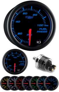 Black 7 100 PSI Fuel Pressure Gauge w. Pressure Sender  